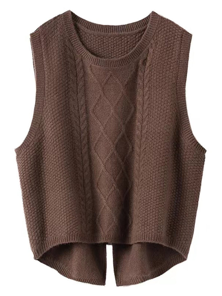 Victoria | Retro Winter Plain Jacquard Vest