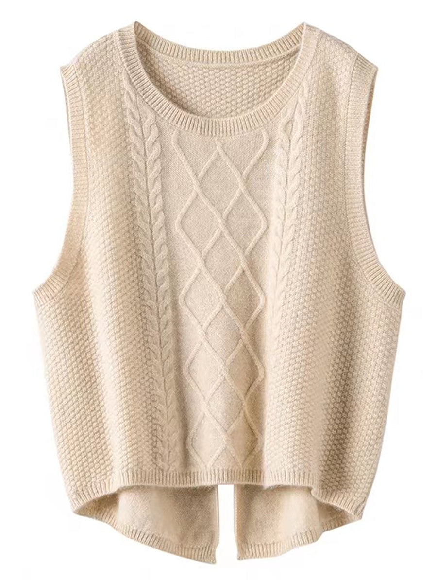 Victoria | Retro Winter Plain Jacquard Vest