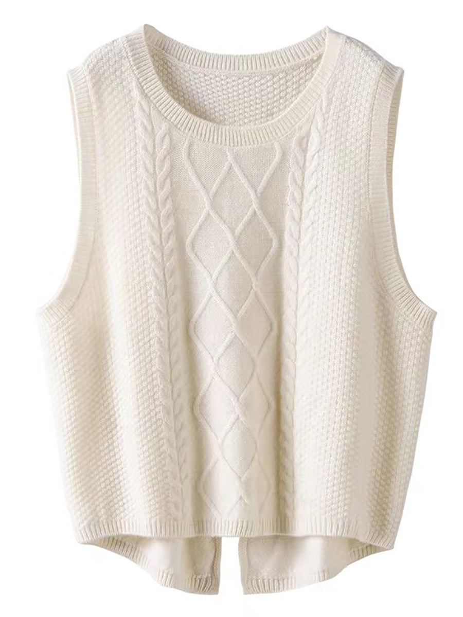 Victoria | Retro Winter Plain Jacquard Vest