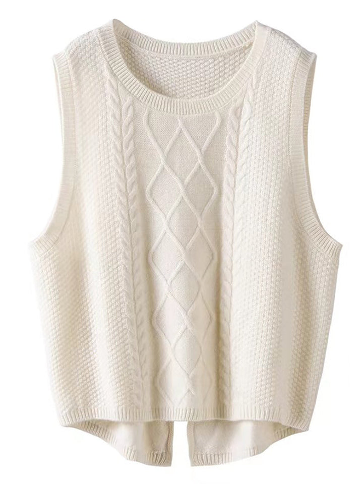 Victoria | Retro Winter Plain Jacquard Vest
