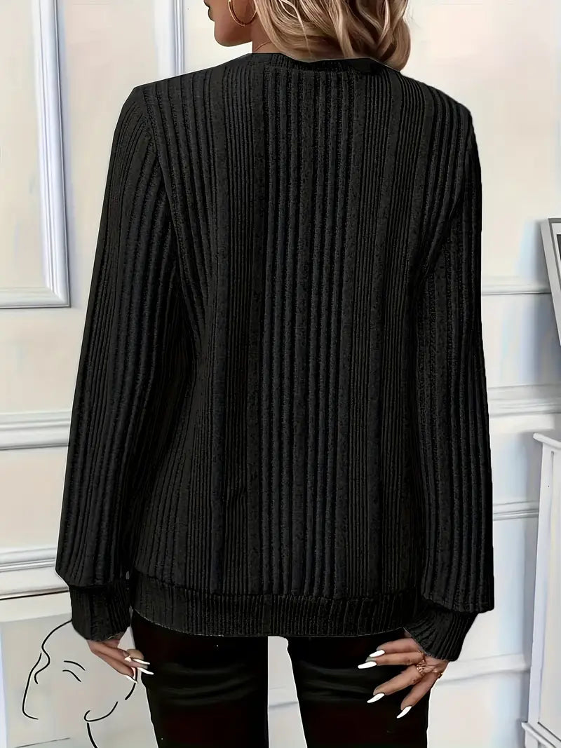 Victoria | Ladies' Zip-Up Rib-Knit Jumper