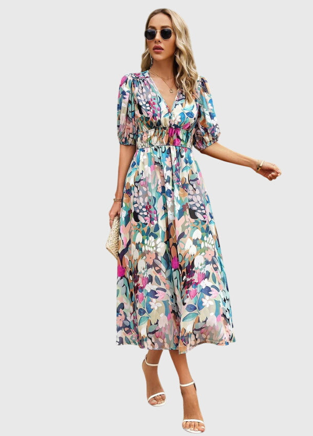 Victoria | Flattering Floral Midi Dress