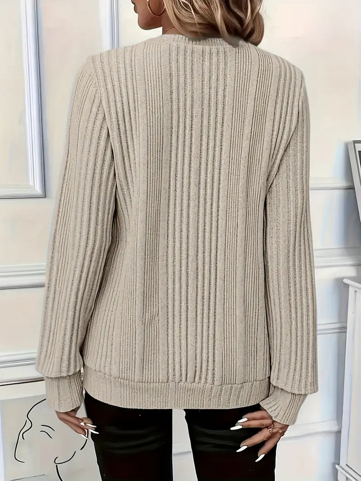 Victoria | Ladies' Zip-Up Rib-Knit Jumper