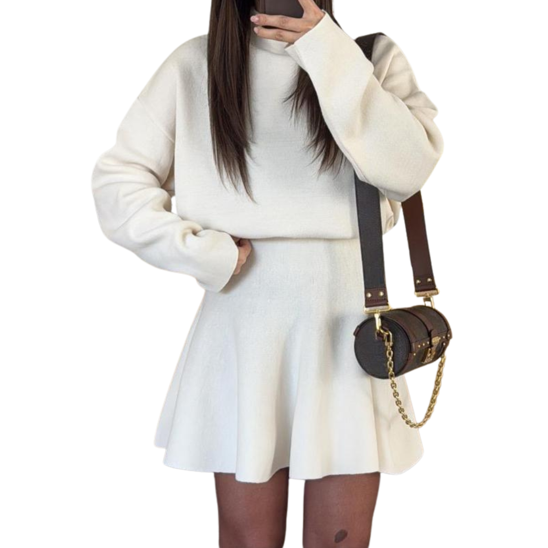 Victoria | Half-High Neck Loose Fit Knit Sweater Dress