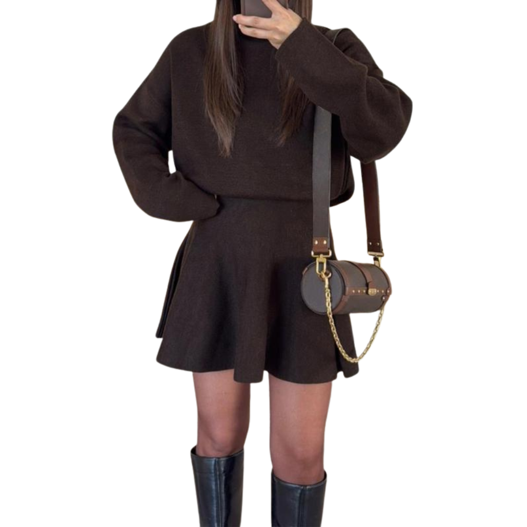 Victoria | Half-High Neck Loose Fit Knit Sweater Dress