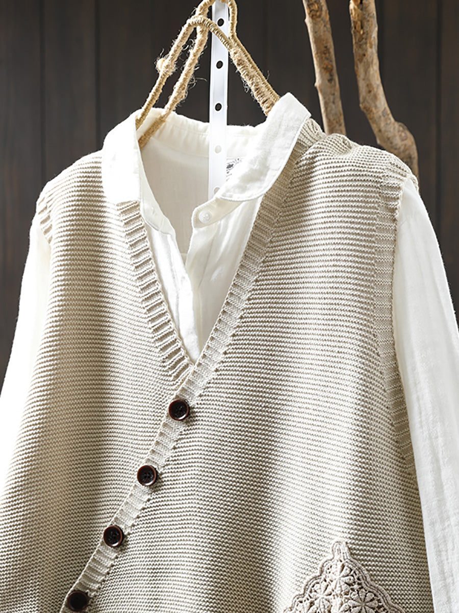 Victoria | Casual Autumn Embroidered V-Neck Knitted Vest