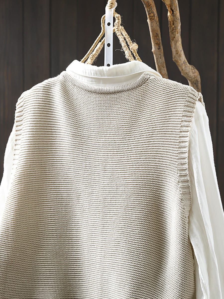 Victoria | Casual Autumn Embroidered V-Neck Knitted Vest