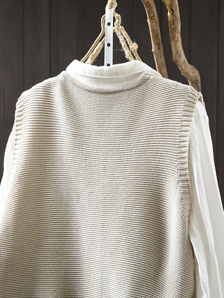 Victoria | Casual Autumn Embroidered V-Neck Knitted Vest