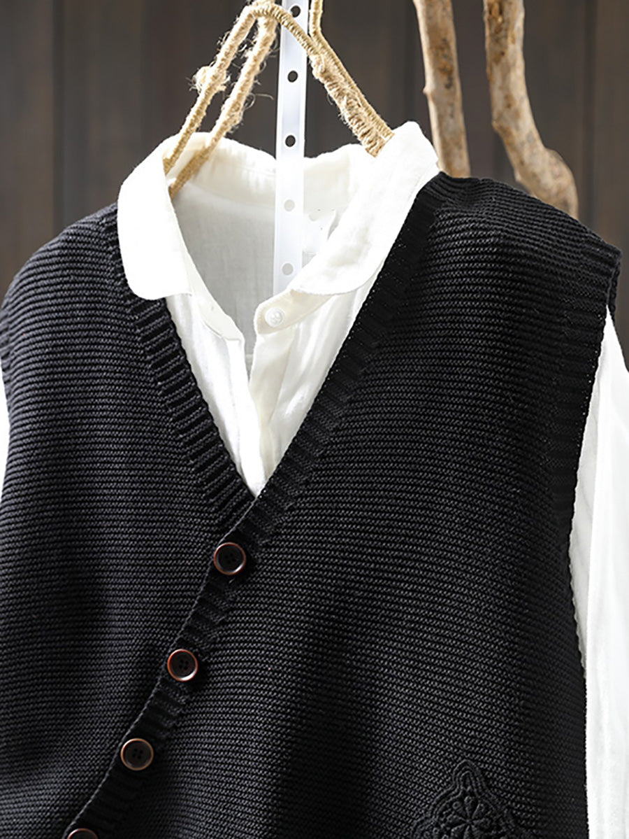 Victoria | Casual Autumn Embroidered V-Neck Knitted Vest