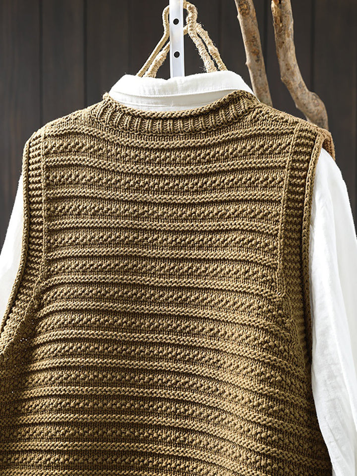 Victoria | Spring Pure Colour Knit O-neck Cardigan Vest