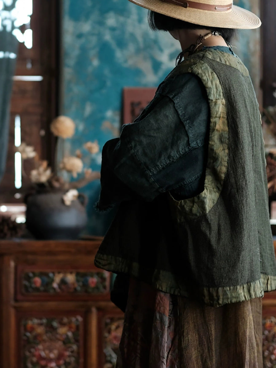 Victoria | Autumn Retro Tie-Dye Split V-Neck Cotton Vest