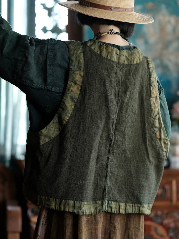 Victoria | Autumn Retro Tie-Dye Split V-Neck Cotton Vest