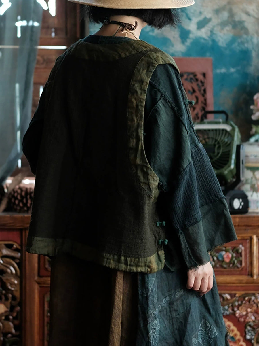 Victoria | Autumn Retro Tie-Dye Split V-Neck Cotton Vest