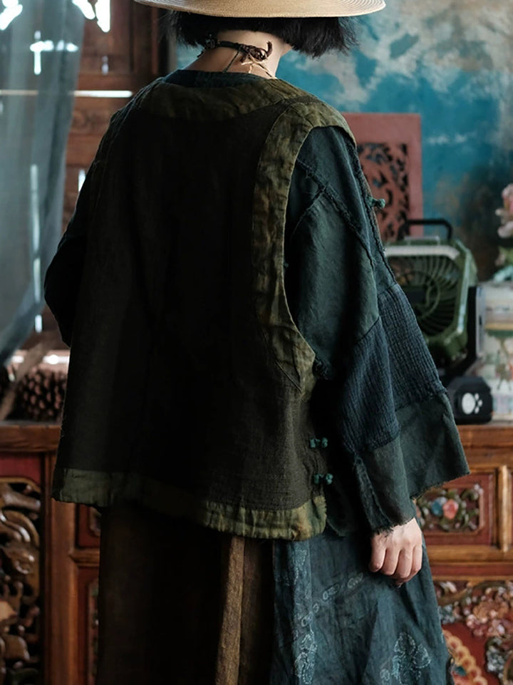 Victoria | Autumn Retro Tie-Dye Split V-Neck Cotton Vest