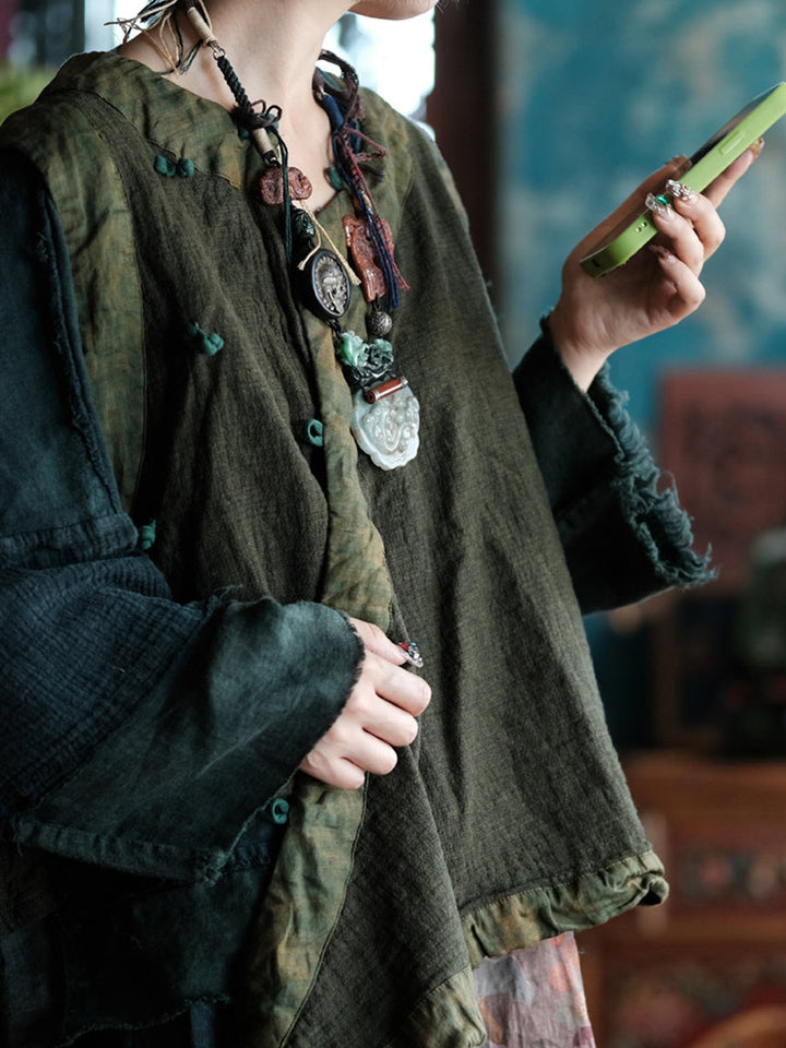 Victoria | Autumn Retro Tie-Dye Split V-Neck Cotton Vest