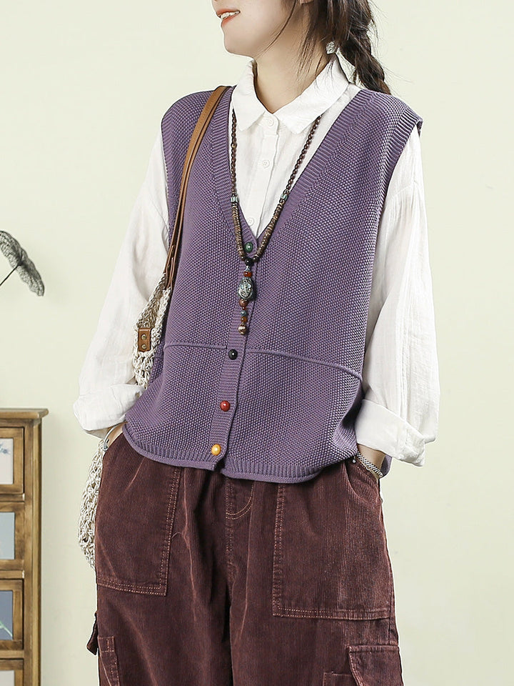 Victoria | Autumn Casual Solid Colour V-Neck Knitted Cardigan