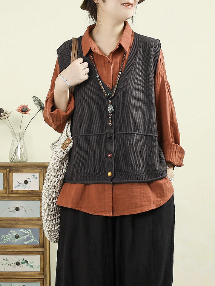 Victoria | Autumn Casual Solid Colour V-Neck Knitted Cardigan
