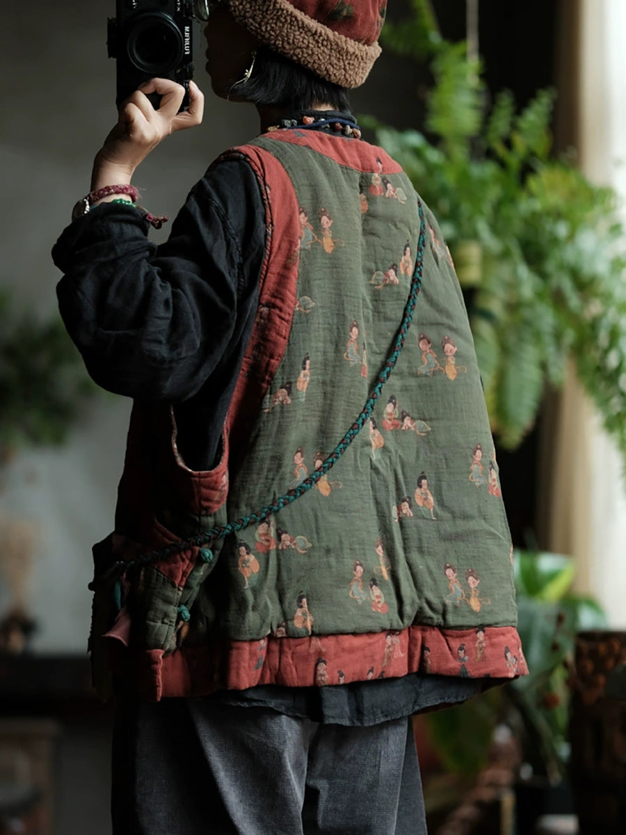 Victoria | Autumn Retro Print Split O-neck Cardigan