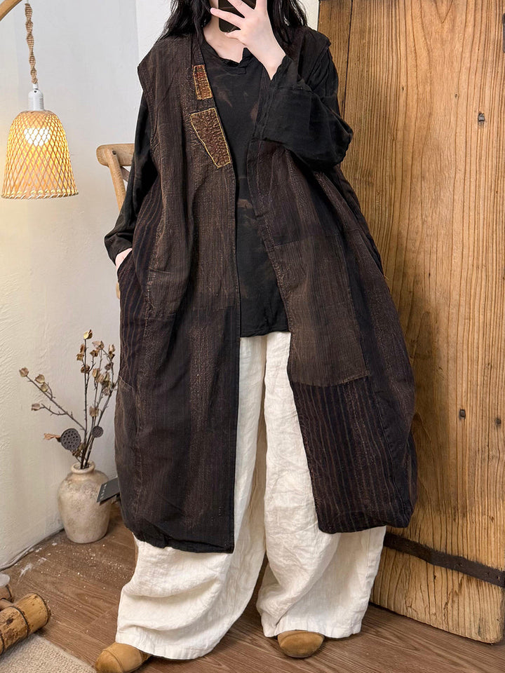 Victoria | Autumn Retro Stripe Split V-Neck Long Cardigan