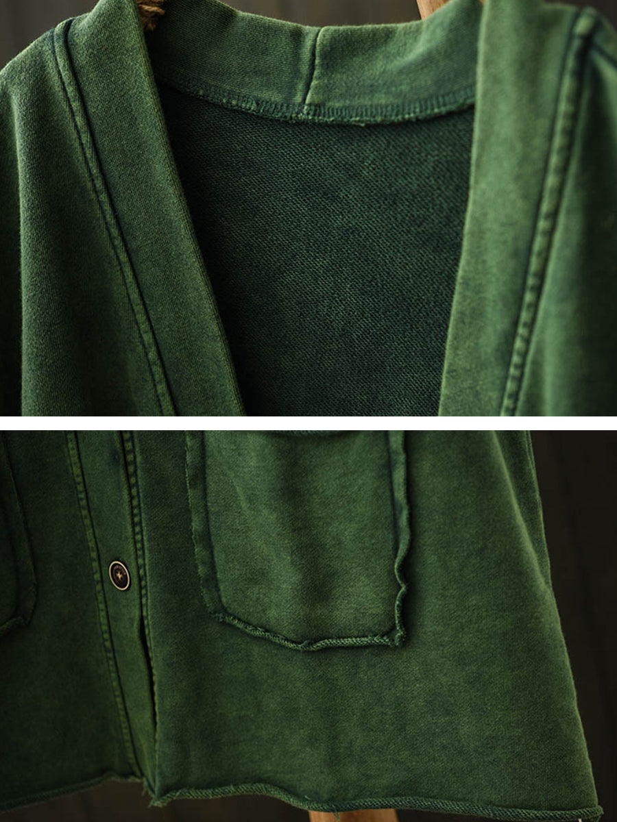 Victoria | Autumn Worn Pure Colour V-Neck Cotton Vest