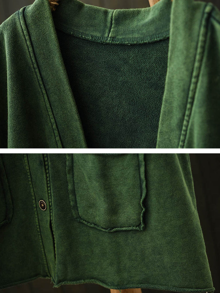 Victoria | Autumn Worn Pure Colour V-Neck Cotton Vest