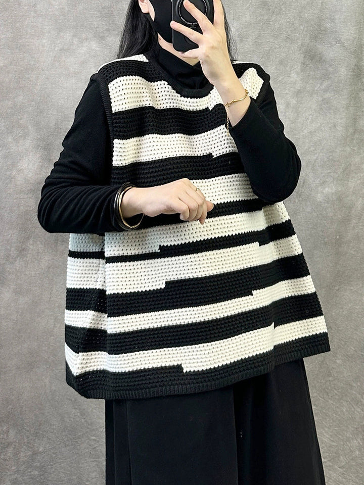 Victoria | Autumn Artistic Striped O-Neck Knitted Cardigan