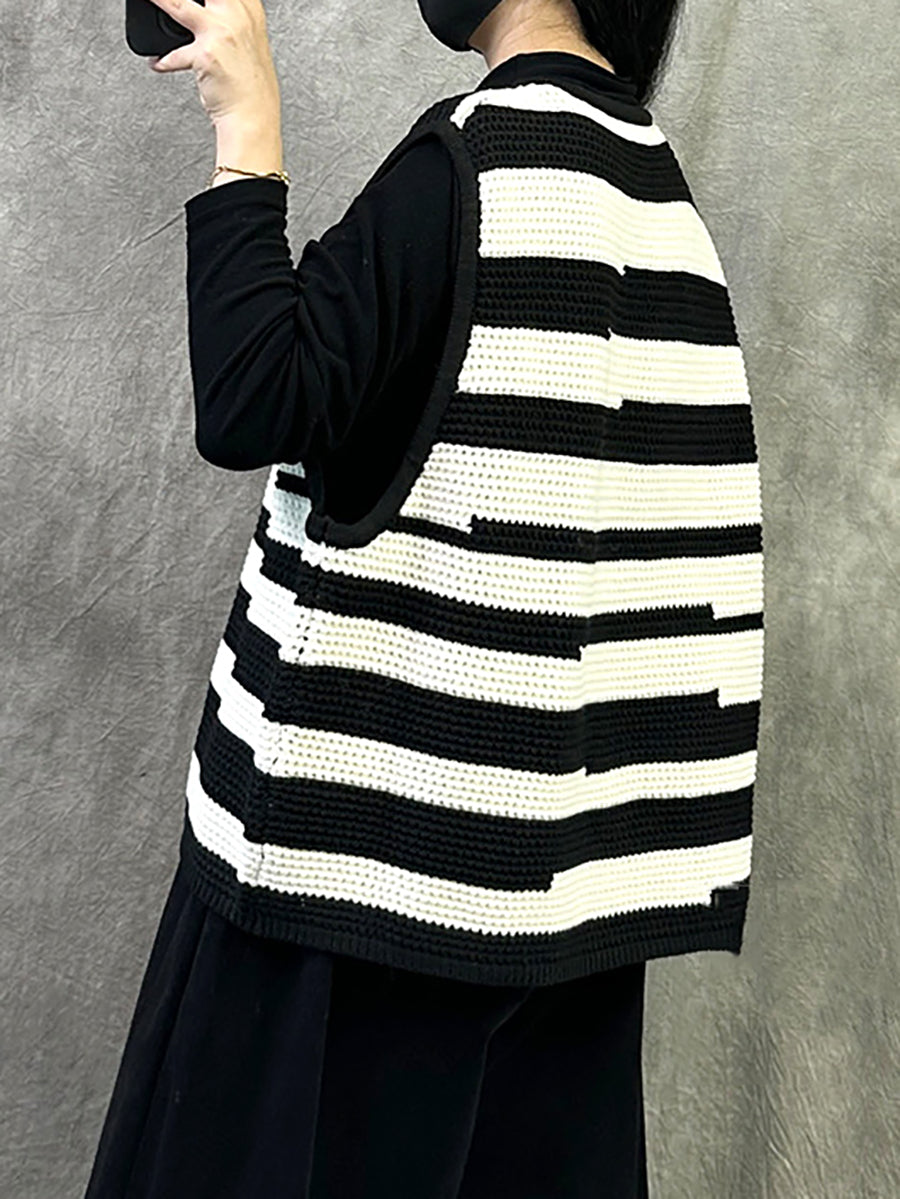 Victoria | Autumn Artistic Striped O-Neck Knitted Cardigan