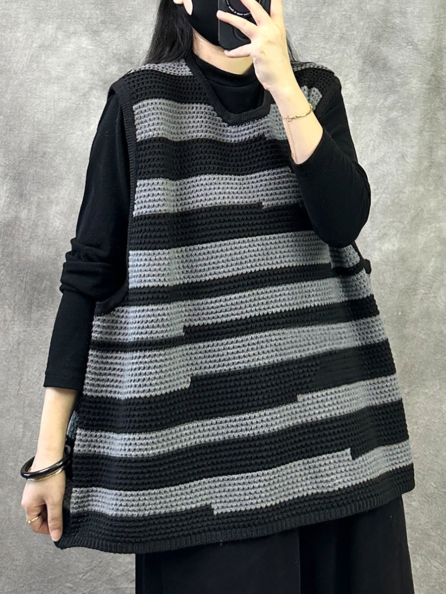 Victoria | Autumn Artistic Striped O-Neck Knitted Cardigan