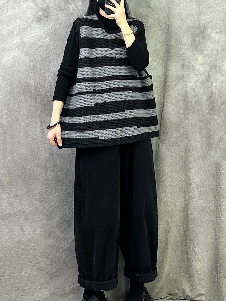 Victoria | Autumn Artistic Striped O-Neck Knitted Cardigan