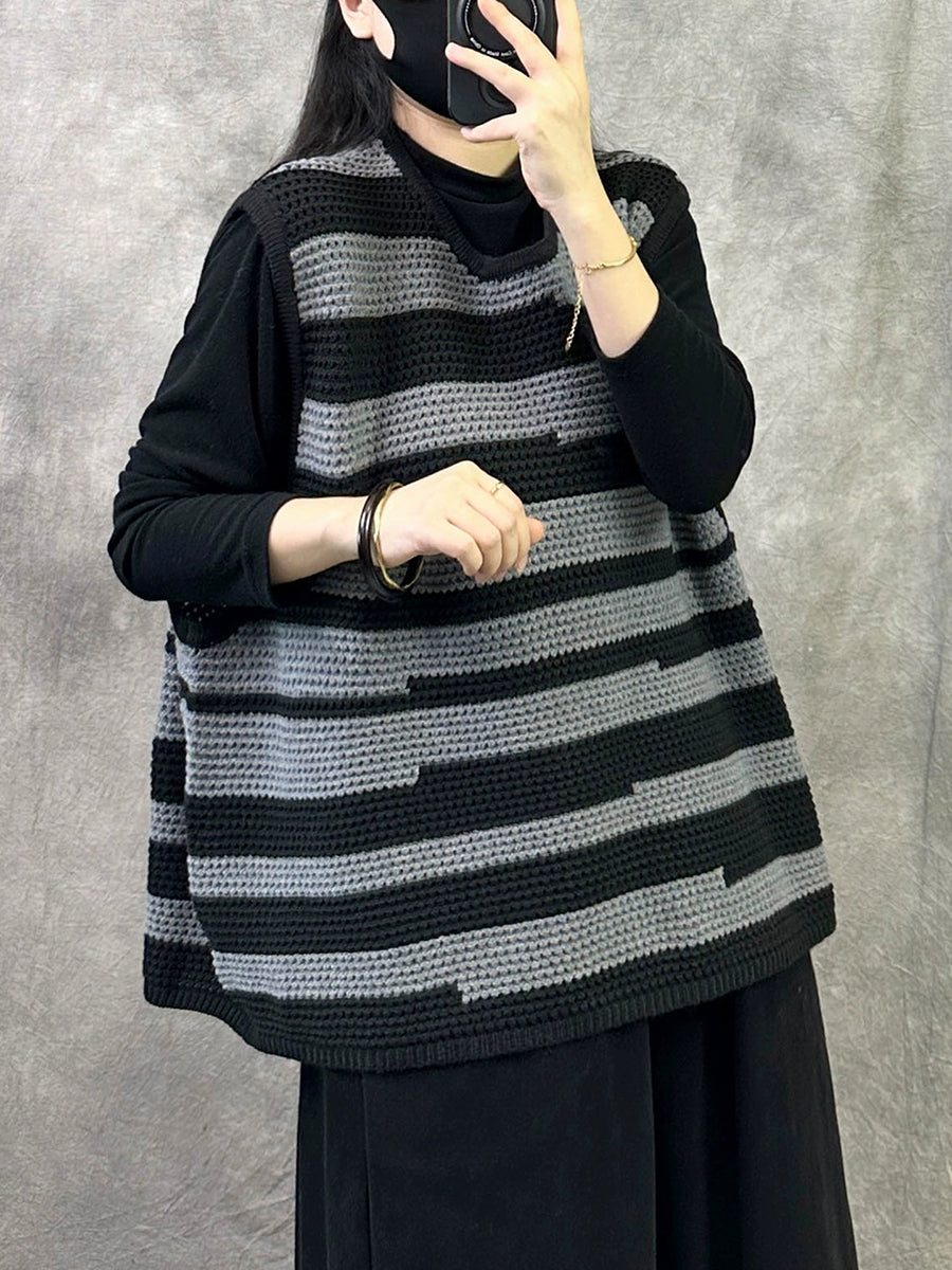 Victoria | Autumn Artistic Striped O-Neck Knitted Cardigan