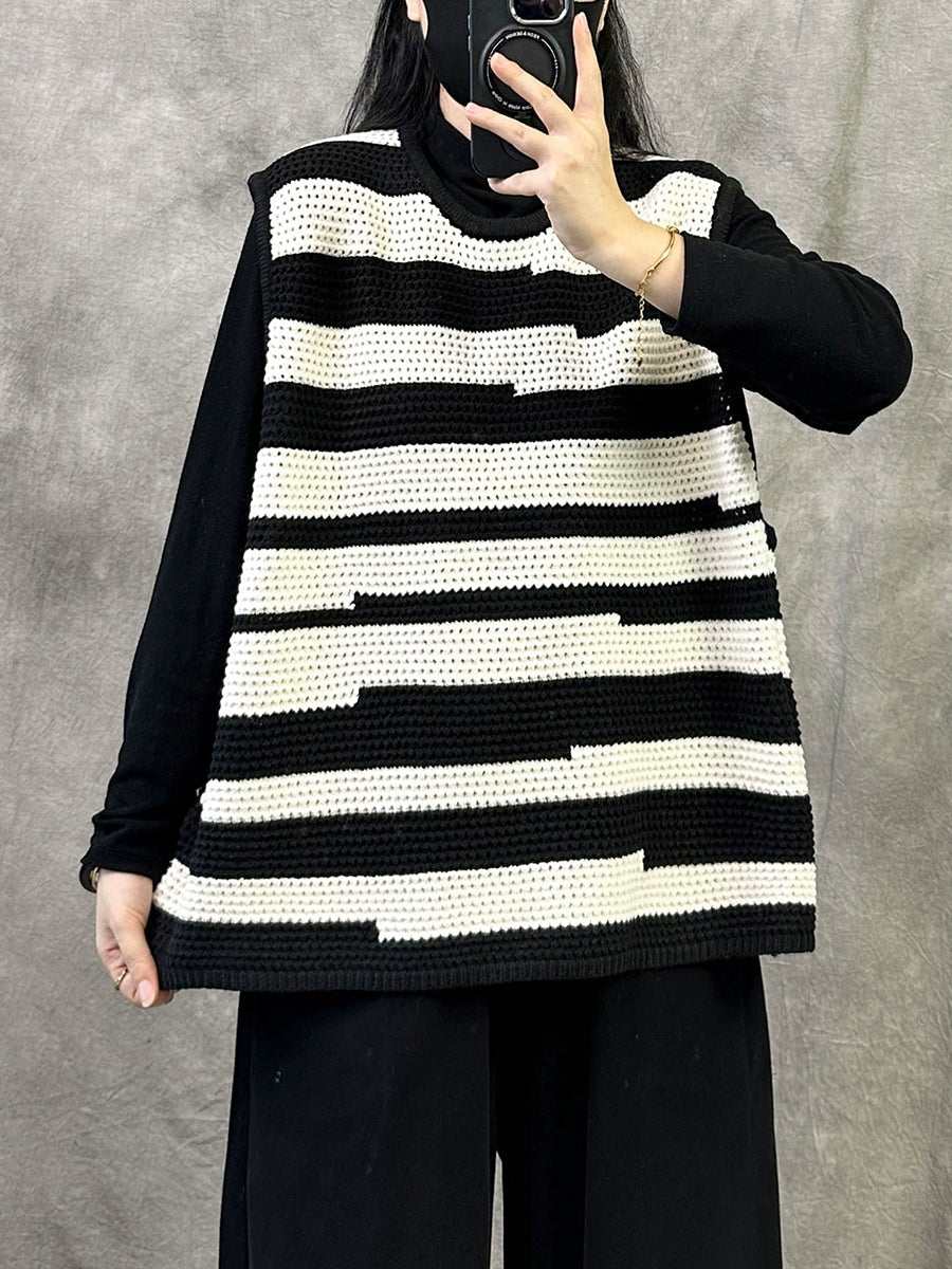 Victoria | Autumn Artistic Striped O-Neck Knitted Cardigan