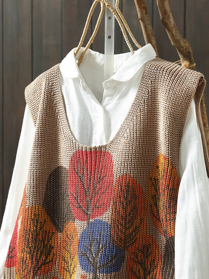 Victoria | Autumn Artistic Tree V-Neck Knitted Cardigan