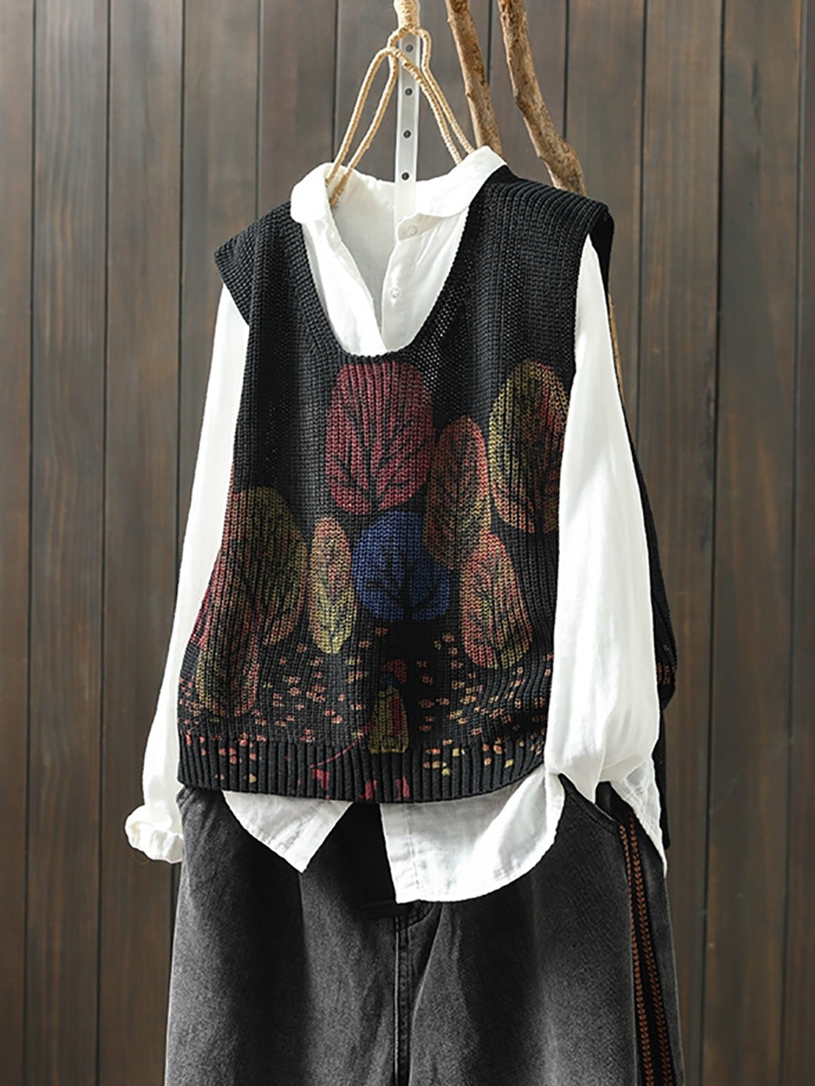 Victoria | Autumn Artistic Tree V-Neck Knitted Cardigan