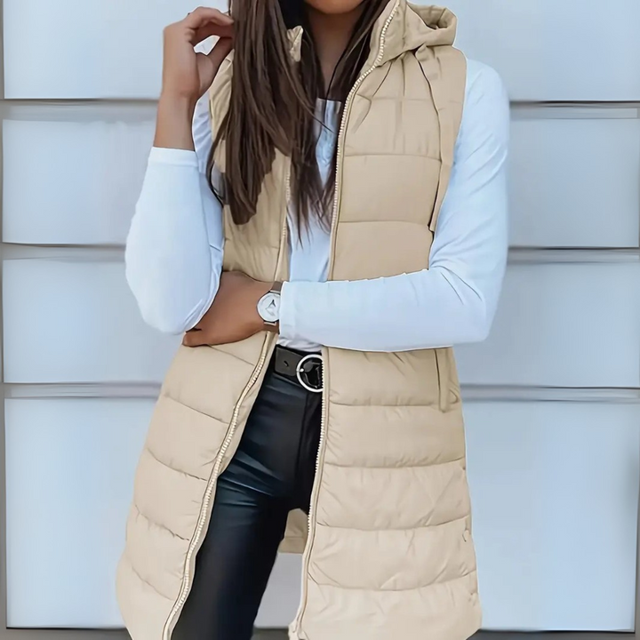 Victoria | Casual Sleeveless Hood Long Puffer Vest