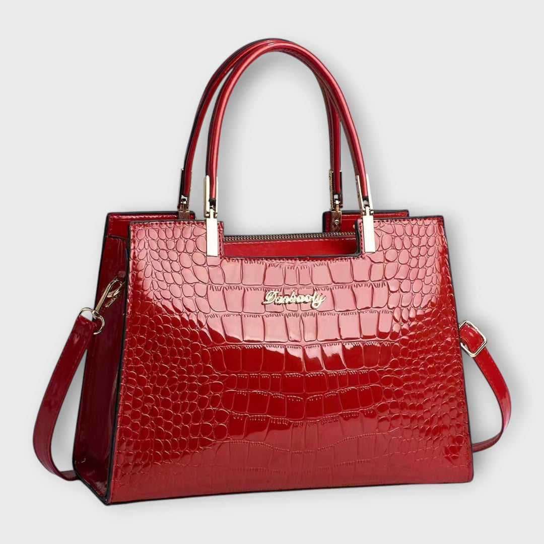 Victoria | Glossy Crocodile Pattern Handbag