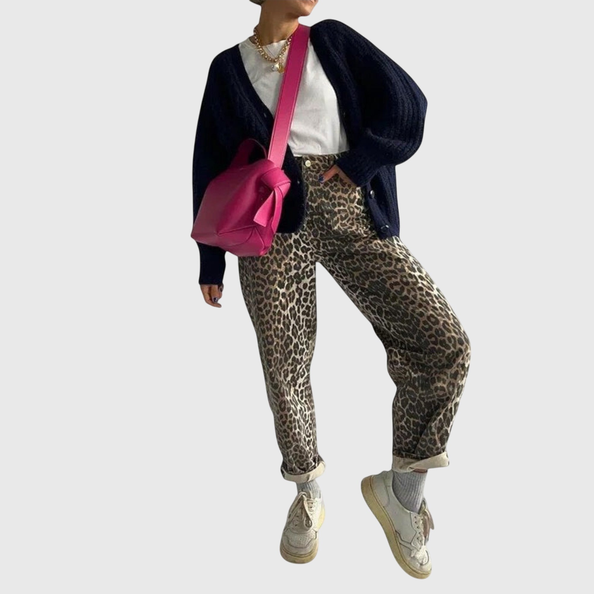 Victoria | Vintage Jeans with Leopard Print