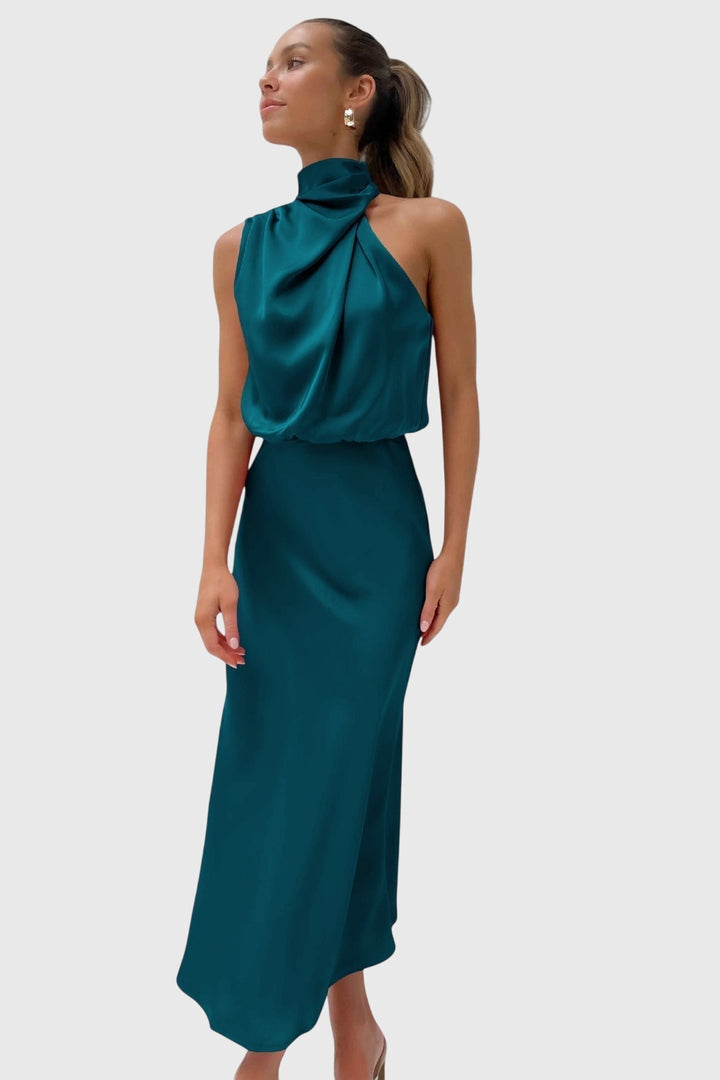 Victoria | Glamorous Satin Halter Dress