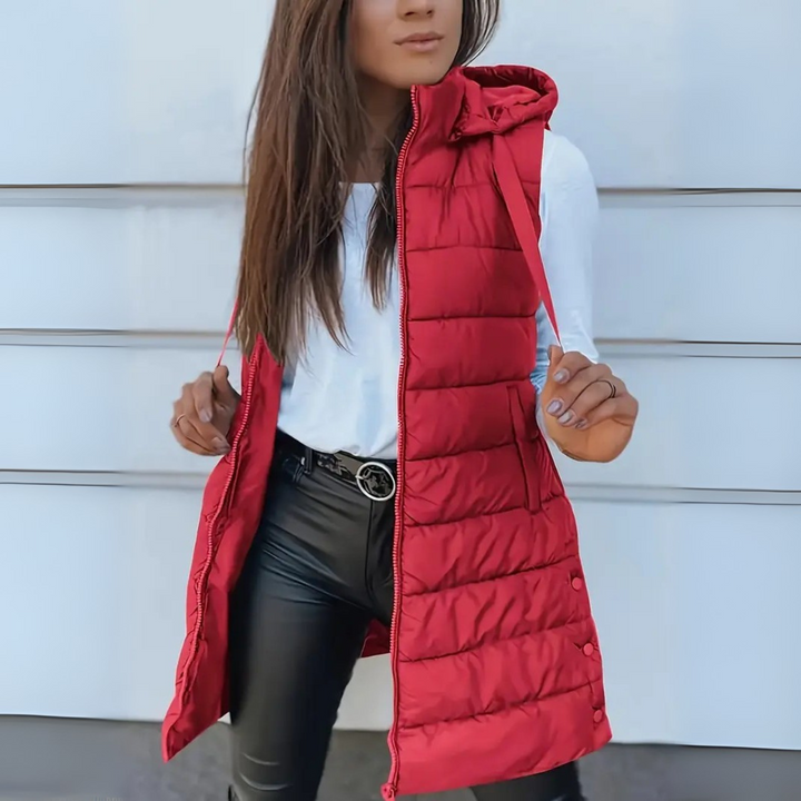 Victoria | Casual Sleeveless Hood Long Puffer Vest
