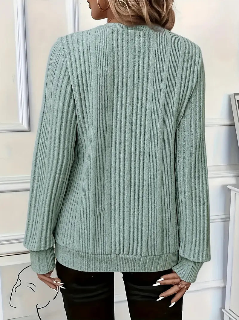 Victoria | Ladies' Zip-Up Rib-Knit Jumper