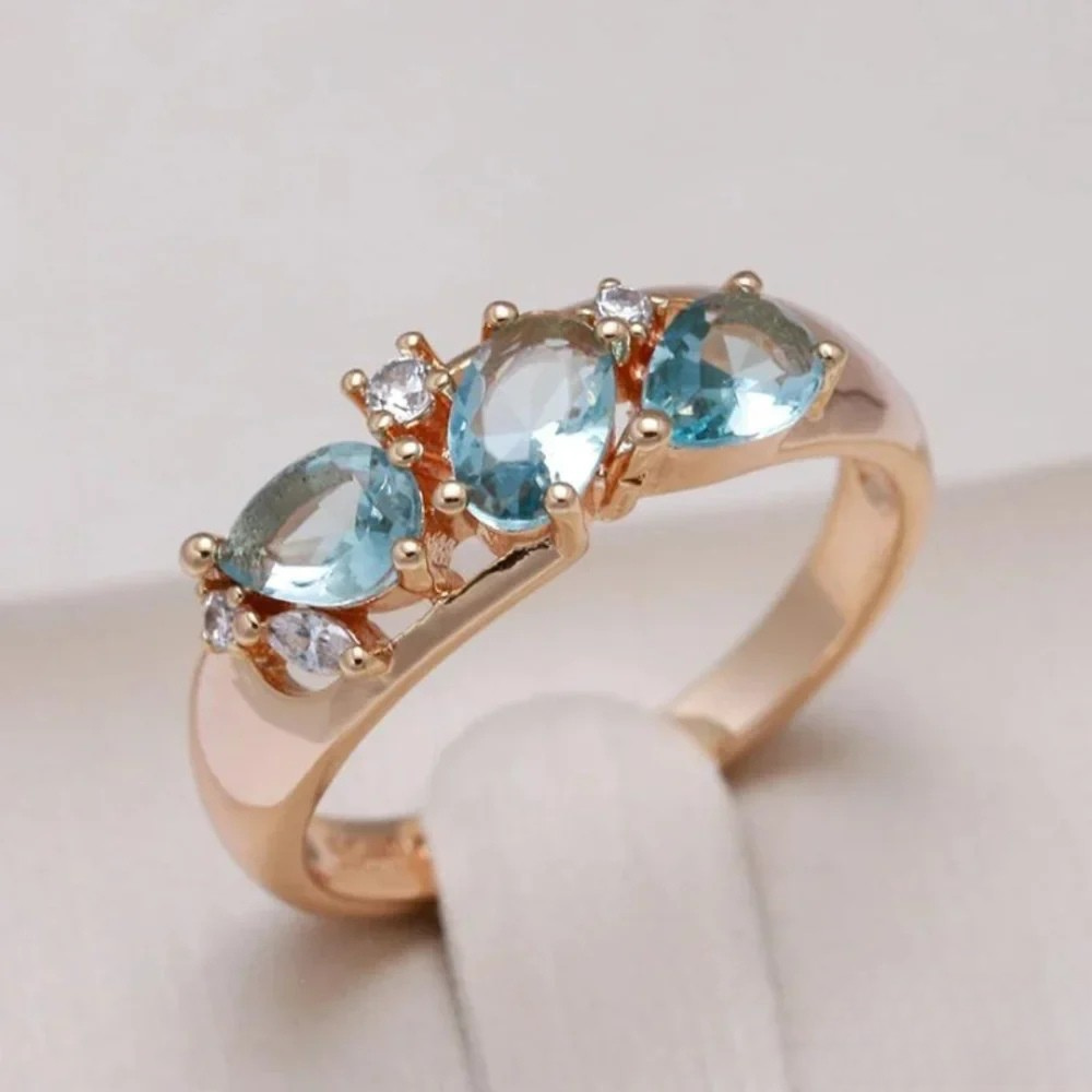 Victoria Gold Ring with Blue Zirconia |