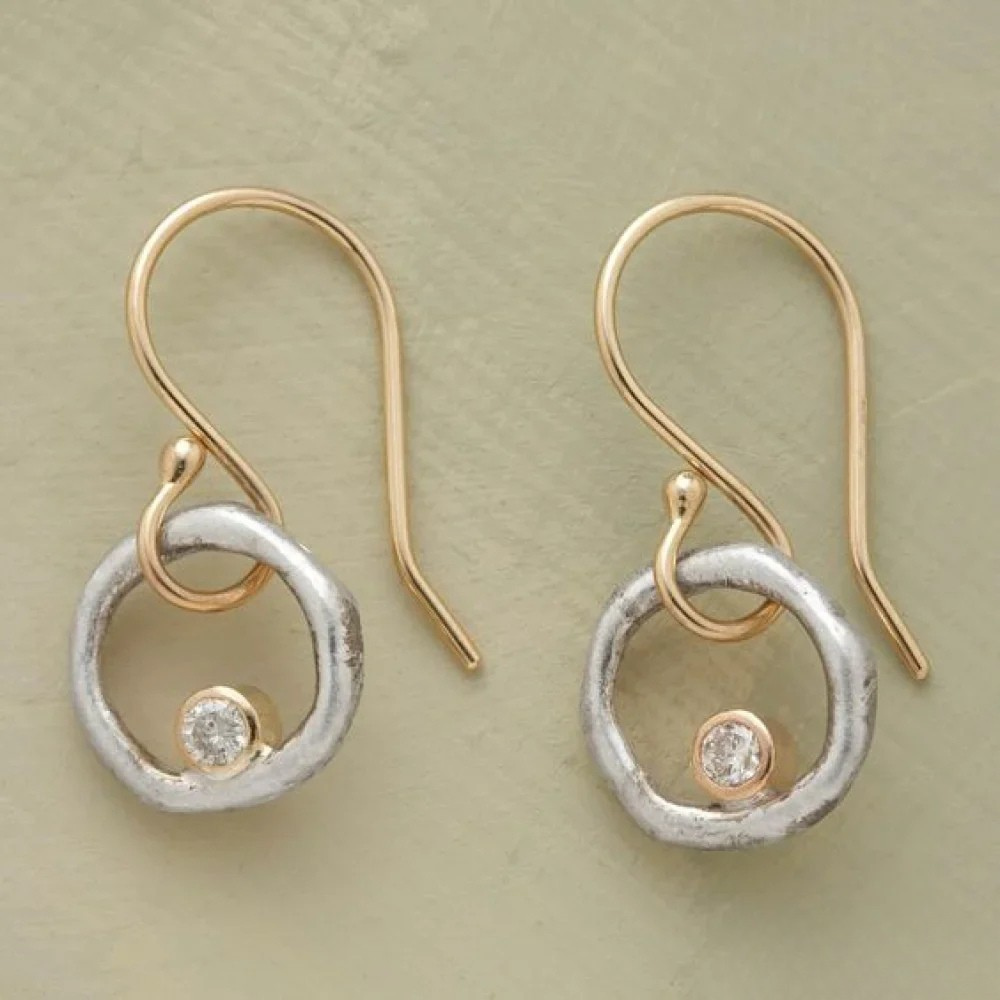 Victoria | Vintage Gold and Silver Zirconia Stud Earrings