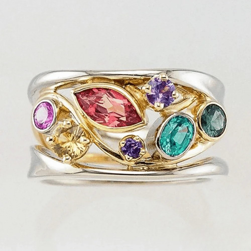 Victoria | Vintage Ring with Gold and Silver-Coloured Zirconia