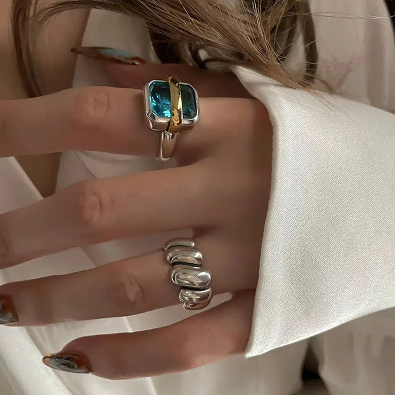 Victoria Blue Zircon Silver Ring |