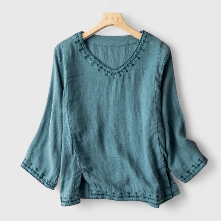 Victoria | Elegant V-Neck Blouse