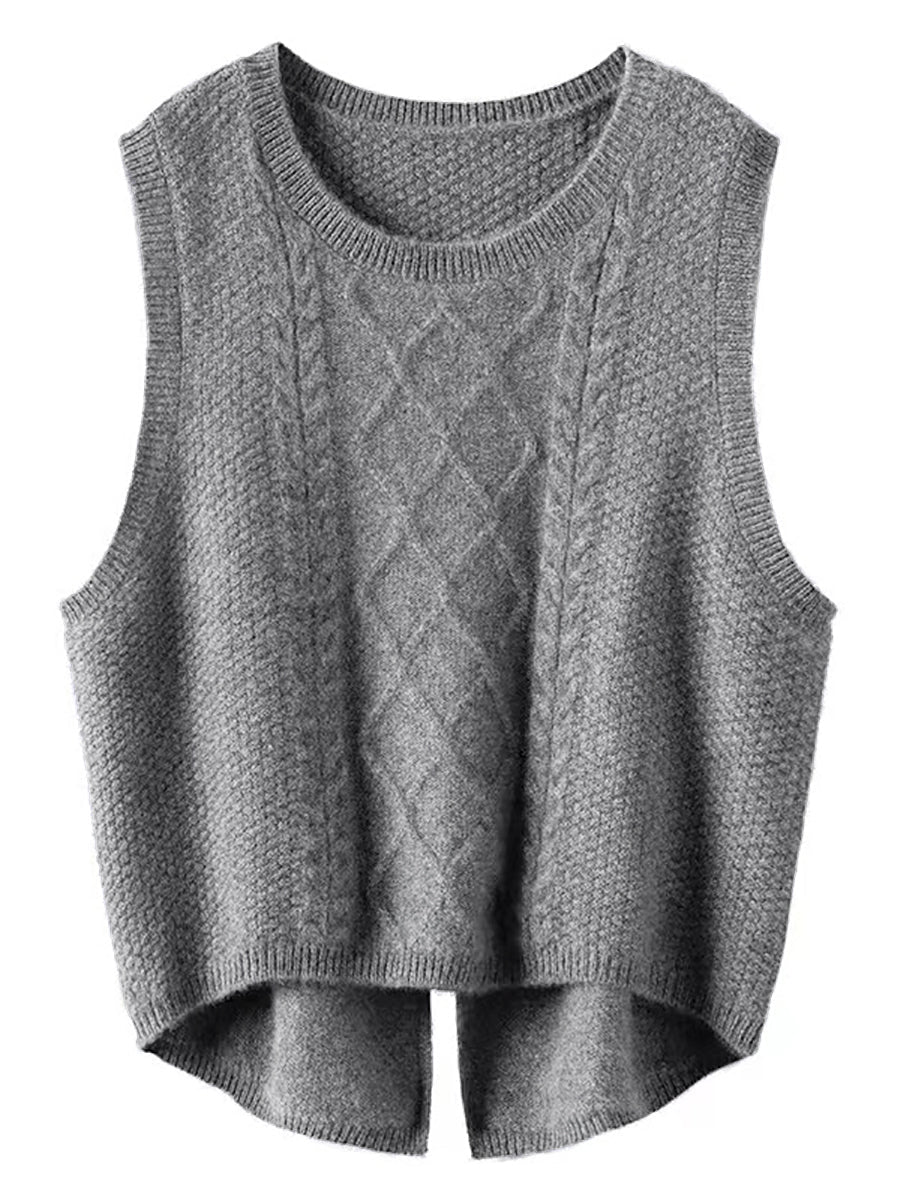 Victoria | Retro Winter Plain Jacquard Vest