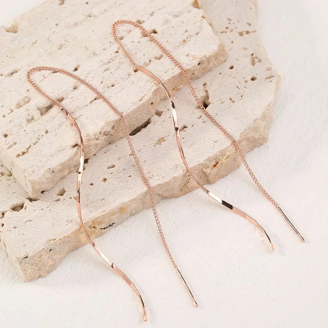 Victoria | Long Earrings with Wavy Design