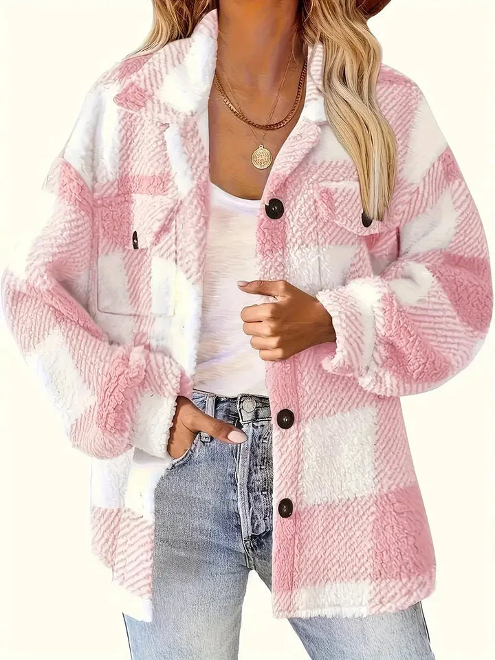 Victoria | Stylish Plaid Fleece Jacket