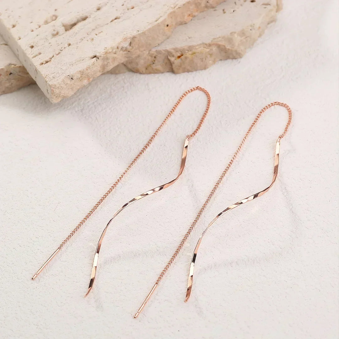 Victoria | Long Earrings with Wavy Design