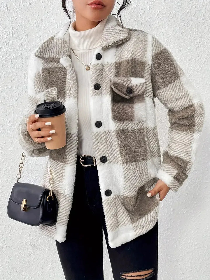 Victoria | Stylish Plaid Fleece Jacket