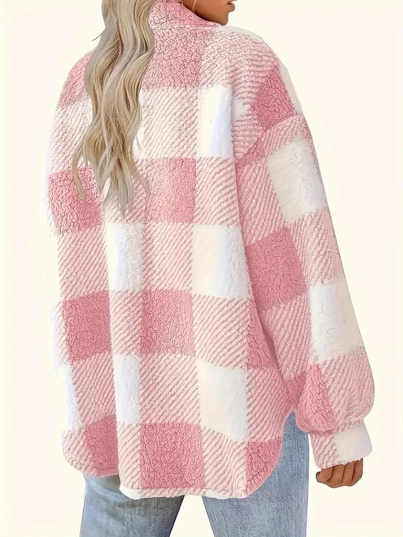 Victoria | Stylish Plaid Fleece Jacket